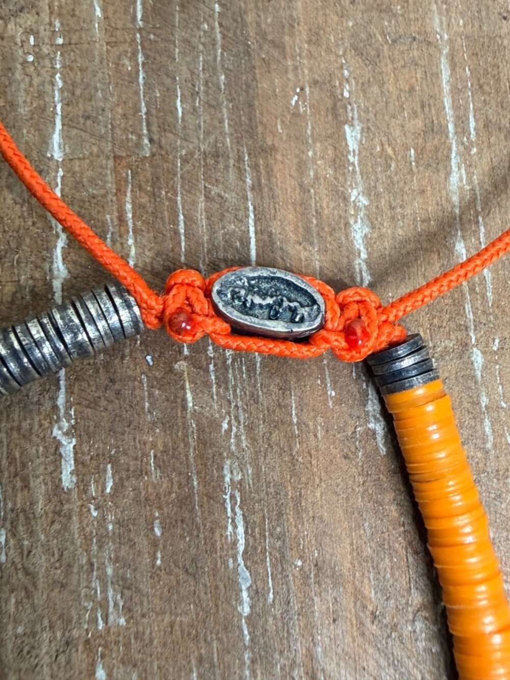 M.Cohen Orange & Oxidized Sterling Silver African Disc Bracelet - Picture 2 of 4